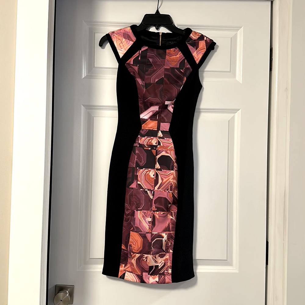 Ted Baker midi fitted dress . Used once . Size 0 US